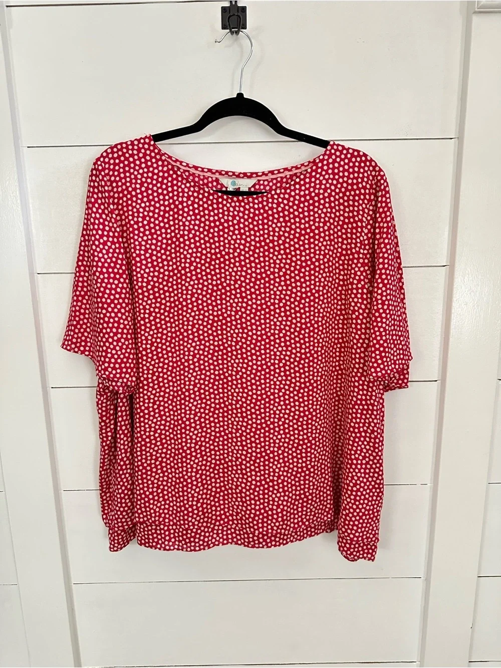 New Boden 18 rose-Ivory puff short sleeve split back model plussize workwear top